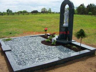 Šeimyninis kapas - Olivin grin granitas , granito grudeliai , skulptura -.